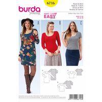 Burda Style Pattern 6716 Misses\' and Plus Size Shirt Dress 380453