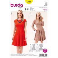 Burda Style Pattern 6744 Misses\' Dress With Swingy Skirt 380480