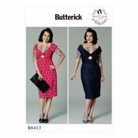 Butterick B6413-Misses\' Gathered-Front, Keyhole Dress 390727