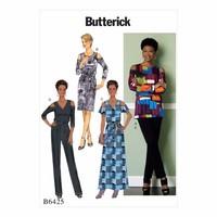 Butterick B6425-Misses\' Cold-Shoulder Top, Dress and Jumpsuit, Pull-On Pants, and Sash 390739