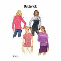 Butterick B6419-Misses\' Button-Back Blouses 390733