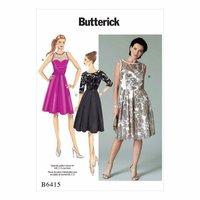 Butterick B6415-Misses\' Sweetheart-Neckline, Pleated-Skirt Dresses 390729