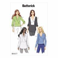 Butterick B6417-Misses\' Surplice, Paneled Tops 390731