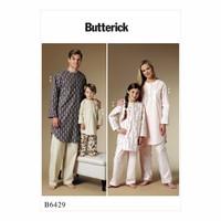 Butterick B6429-Misses\' Men\'s Children\'s Boys\' Girls\' Buttoned Tunic and Pull-On Pants 390743