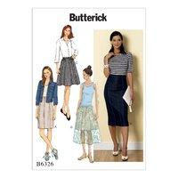Butterick Misses\' Raised Waist or Elastic Waist Skirts Sewing Pattern 373053