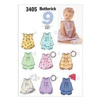 butterick infants dress top romper panties hat sewing pattern 372952
