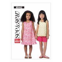 Butterick Toddlers Children\'s Top, Dress and Shorts Sewing Pattern 373435