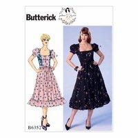 Butterick Misses Petite Square Neckline Puff Sleeve Dresses and Belt 386376