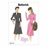 Butterick Misses Swan Neck or Shawl Collar Dresses with Asymmetrical Gathers 386410