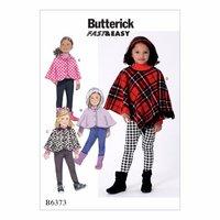 Butterick Childrens Girls Capes and Poncho with Hood Collar or Fringe Trim 386409