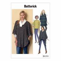 Butterick Misses Shawl Collar Bateau or V Neck Ponchos 386468