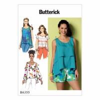 Butterick Misses Overlay Cold Shoulder or Notch Neck Tops 386381