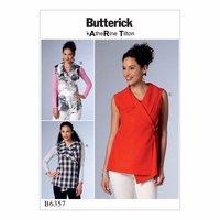 butterick misses sleeveless wrap tops with shawl collar 386385