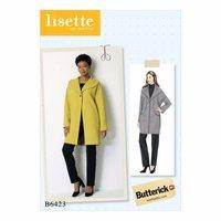 Butterick B6423-Misses\' Drop-Shoulder, Shawl Collar Coat with In-Seam Pockets 390737