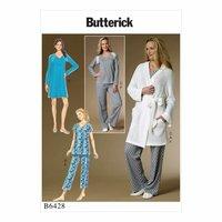 Butterick B6428-Misses\' Robe, Raglan Sleeve Tops and Gown, and Pull-On Pants 390742