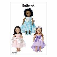 Butterick B6431-Special Occasion Dresses, Bag, Gloves, and Headpiece for 18 Doll 390745