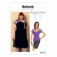 Butterick Misses Womens Sweetheart Neckline Blouse and Dress with Front Ruffle 386488