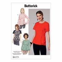 Butterick Misses Raglan Sleeve Blouses with Asymmetrical Pleat 386412