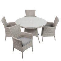 BURNHAM OUTDOOR RATTAN 4 SEATER SET in Grey