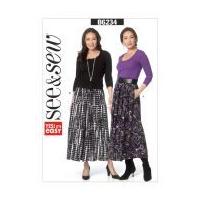 Butterick See & Sew Ladies Easy Sewing Pattern 6234 Elastic Waist Lined Skirts
