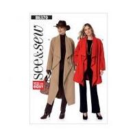 Butterick See & Sew Ladies Easy Sewing Pattern 6370 Shawl Collar Jacket & Coat