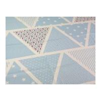 Bunting Print Cotton Poplin Fabric Blue