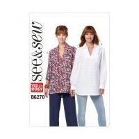 Butterick See & Sew Ladies Easy Sewing Pattern 6270 Loose Tunic Tops