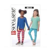 Butterick See & Sew Girls Easy Sewing Pattern 6116 Tops & Leggings