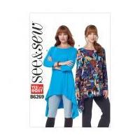Butterick See & Sew Ladies Easy Sewing Pattern 6269 Jersey Knit Tunic Tops