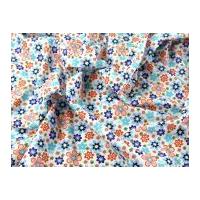 Busy Floral Print Polycotton Dress Fabric Turquoise