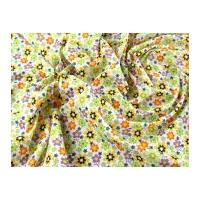 Busy Floral Print Polycotton Dress Fabric Green