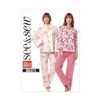 Butterick See & Sew Ladies Easy Sewing Pattern 6273 Pyjama Jacket Top & Pants