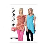 Butterick See & Sew Ladies Easy Sewing Pattern 6309 Cowl Neck Tops
