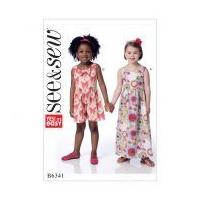 Butterick See & Sew Girls Easy Sewing Pattern 6341 Sleeveless Dress & Romper