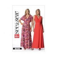 Butterick See & Sew Ladies Easy Sewing Pattern 6308 Surplice Maxi Dresses