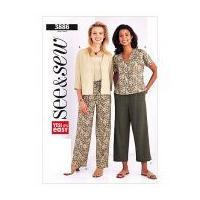 Butterick See & Sew Ladies Easy Sewing Pattern 3886 Blouses, Tops & Trousers