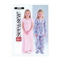 Butterick See & Sew Childrens Easy Sewing Pattern 4005 Pyjamas & Nightdress