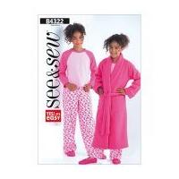 Butterick See & Sew Childrens Easy Sewing Pattern 4322 Pyjamas & Dressing Gown