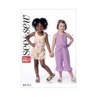 butterick see sew girls easy sewing pattern 6343 halter romper jumpsui ...