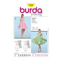 Burda Ladies Easy Sewing Pattern 7556 Circle Skirt Dresses & Belt