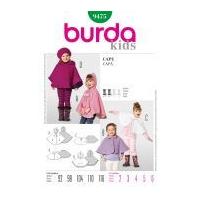 Burda Childrens Easy Sewing Pattern 9475 Capes in 4 Variations