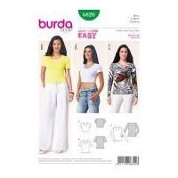 Burda Ladies Easy Sewing Pattern 6820 Stretch Knit Casual Tops