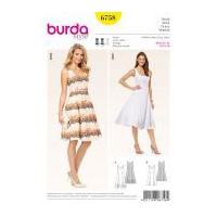 burda ladies sewing pattern 6758 fit flare dresses in 2 lengths
