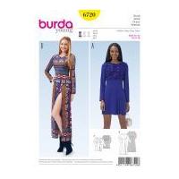 Burda Ladies Easy Sewing Pattern 6720 Dresses with Split in 2 Lengths