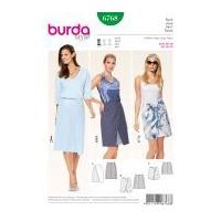 Burda Ladies Easy Sewing Pattern 6767 Asymmetric Mock Wrap Skirts