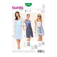 burda ladies easy sewing pattern 6767 asymmetric mock wrap skirts