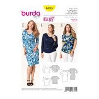 Burda Ladies Plus Size Easy Sewing Pattern 6785 Stretch Knit Tops & Dress