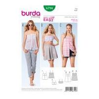 Burda Ladies Easy Sewing Pattern 6794 Button Up Summer Tops