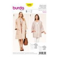 Burda Ladies Easy Sewing Pattern 6802 Loose Fitting Coats in 2 Lengths