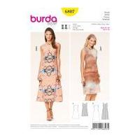 burda ladies sewing pattern 6807 simple fitted dresses in 2 lengths